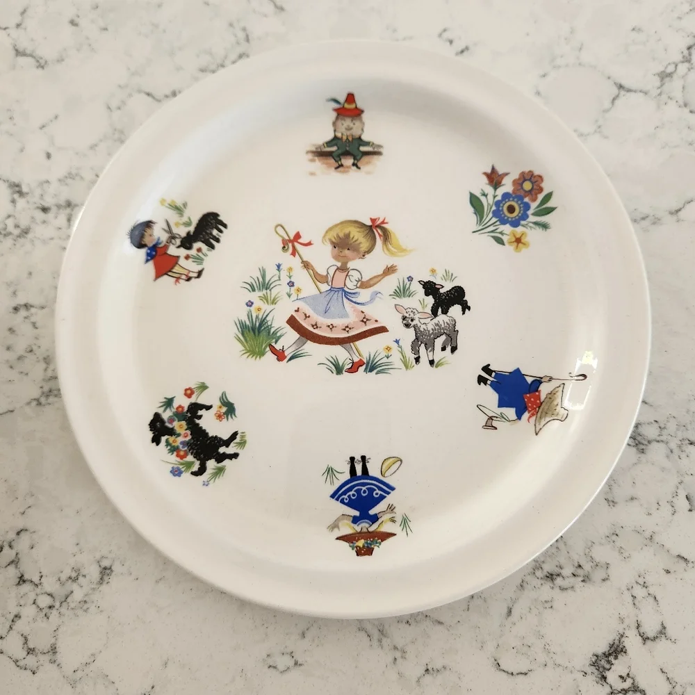 Vintage Arklow Ireland Child's Nursery Rhymes Plate & Bowl Set Little Bo Peep